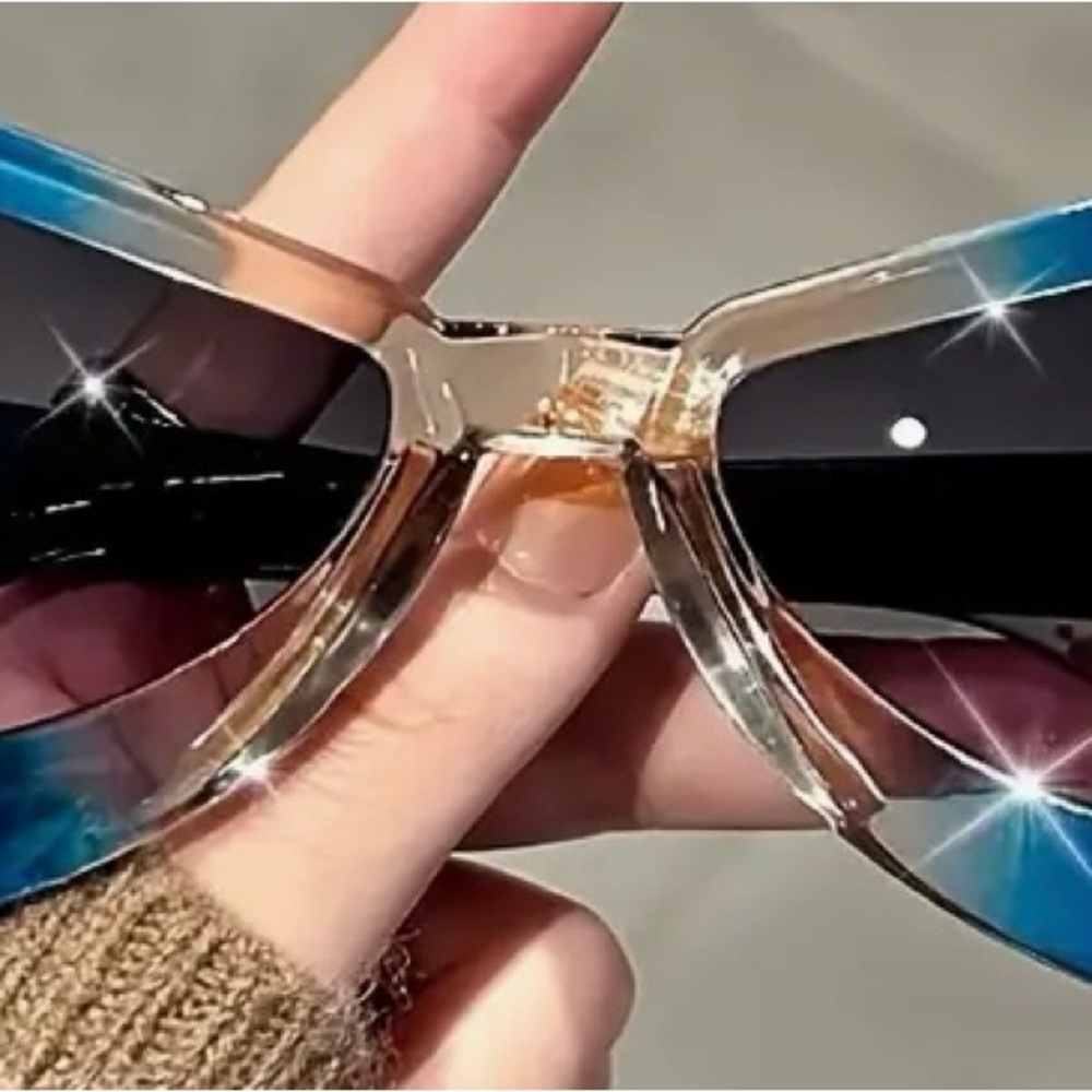 Stylish Blue and Gold Sunglasses